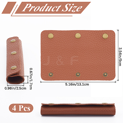 4Pcs Rectangle PU Leather Bag Handles Protective Sleeve FIND-GF0006-48A-1