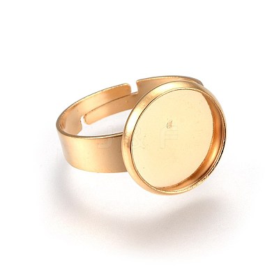 Ion Plating(IP) Adjustable 201 Stainless Steel Finger Rings Components STAS-G187-01G-12mm-1