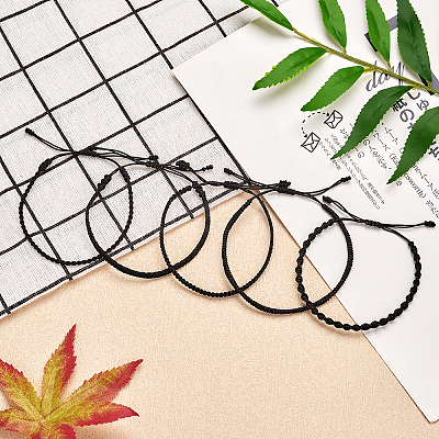 5Pcs 5 Style Nylon Thread Woven Braided Bracelets Set BJEW-SW00050-1