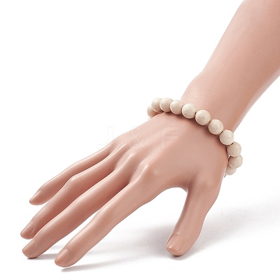 Natural Fossil Bead Stretch Bracelets BJEW-K212-C-015-1