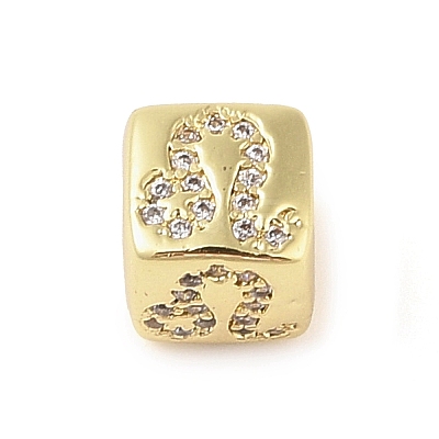 Brass Micro Pave Clear Cubic Zirconia European Beads KK-K368-01G-05-1