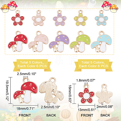 60Pcs 10 Style Alloy Enamel Pendants ENAM-PH0001-99-1