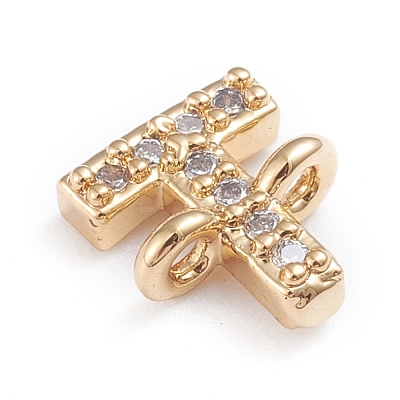 Brass Micro Pave Cubic Zirconia Letter Links X-ZIRC-I042-16G-T-1