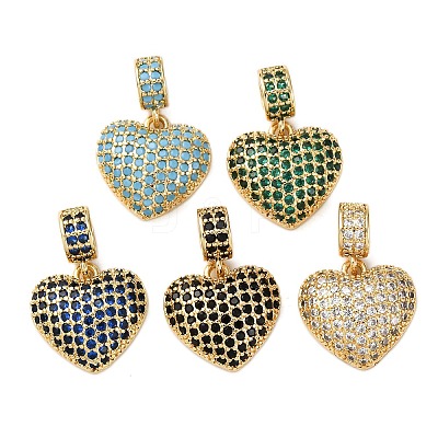 Brass Micro Pave Cubic Zirconia European Dangle Charms KK-K408-55G-1