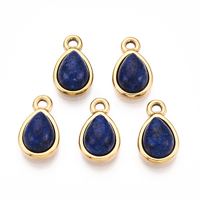 Dyed Natural Lapis Lazuli Teardrop Charms STAS-N109-209B-G-1