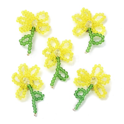 Handmade Glass Beaded Woven Cabochons GLAA-C028-01B-1