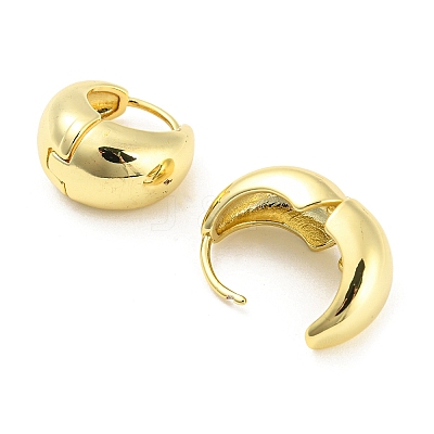 Brass Plain Dome Thick Hoop Earrings for Women EJEW-A026-02G-1
