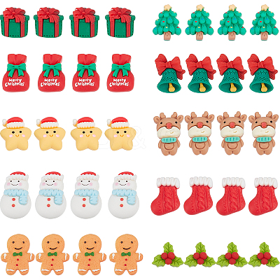 40Pcs 10 Styles Christmas Theme Opaque Resin Cabochons CRES-SC0002-57-1