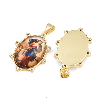 Brass Pave Clear Cubic Zirconia Pendants KK-L275-20G-1
