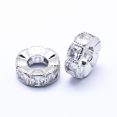 Brass Micro Pave Cubic Zirconia European Beads ZIRC-L070-35P-1