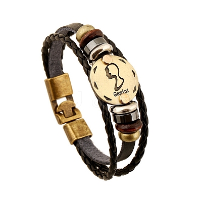 Braided Cowhide Cord Multi-Strand Bracelets PW-WG49322-03-1