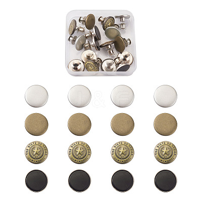 16sets 4 Styles Iron Button Pins for Jeans PALLOY-KS0001-07-1