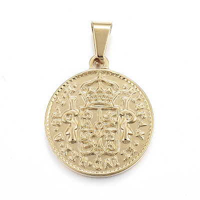304 Stainless Steel Coin Pendants X-STAS-F183-01G-A-1