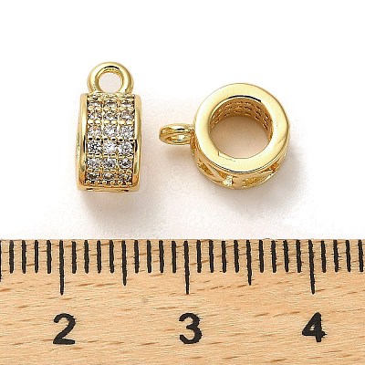 Brass Micro Pave Cubic Zirconia Tube Bails ZIRC-P112-03G-1