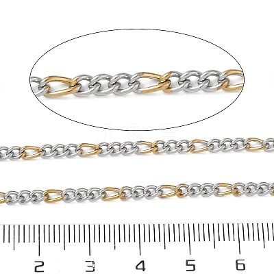 Two Tone 304 Stainless Steel Figaro Chains CHS-G050-04GP-1