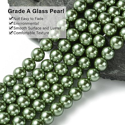 Eco-Friendly  Dyed Glass Pearl Round Bead Strands HY-A002-8mm-RB025-1