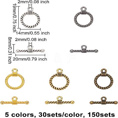 Tibetan Style Toggle Clasps TIBE-FH0001-06-NR-1