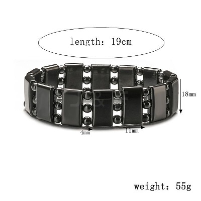 Synthetic Non-magnetic Hematite Beads Stretch Bracelets for Men PZ7053-1-1