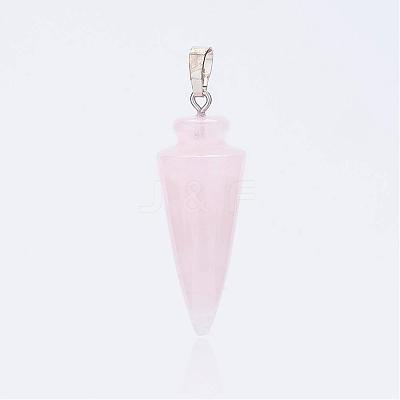 Natural Rose Quartz Pendants G-P236-06-1