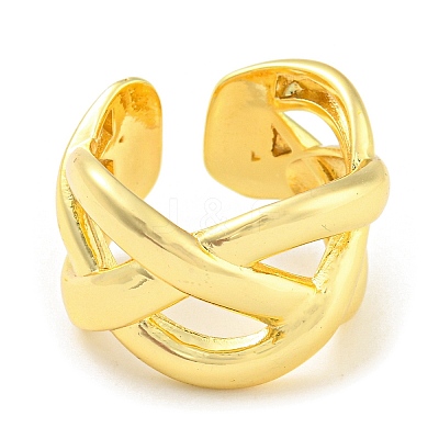 Rack Plating Brass Criss Cross Open Cuff Rings X-RJEW-Q784-10G-1