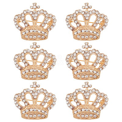 6Pcs Crystal Rhinestone Crown Brooch JEWB-PH0001-53-1