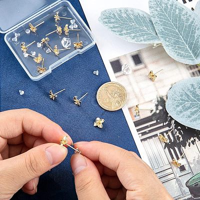 20Pcs Brass Stud Earring Findings KK-FH0004-63-1