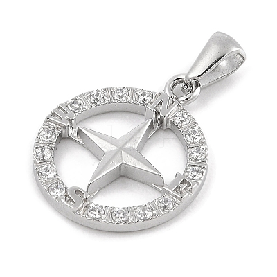304 Stainless Steel Micro Pave Cubic Zirconia Pendants STAS-D112-03P-01-1