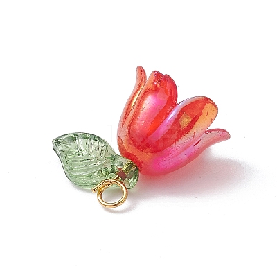 Flora Leaves & Lily flower Charms PALLOY-JF02541-01-1