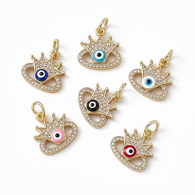 Rack Plating Brass Enamel Cubic Zirconia Charms KK-M236-02G-1