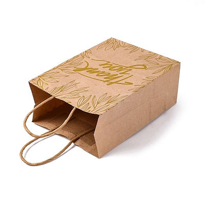 Gold Stamp Thank You Printed Paper Gift Tote Bags ABAG-Q055-03D-1
