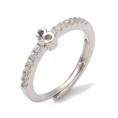 Rack Plating Brass Clear Cubic Zirconia Number 3 Adjustable Rings for Women RJEW-S407-09P-03-1