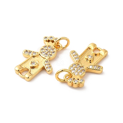 Rack Plating Brass Micro Pave Cubic Zirconia European Dangle Charms KK-D075-01G-1