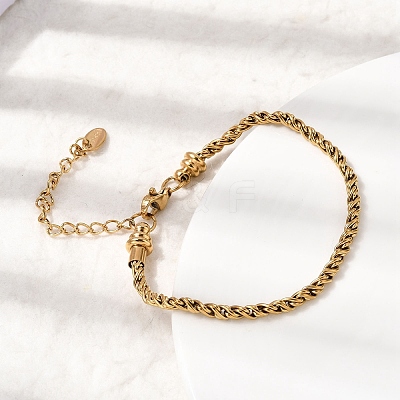 304 Stainless Steel Rope Chains Bracelets for Women BJEW-A158-02C-G-1
