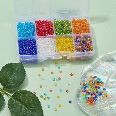 120g 8 Colors Round Glass Seed Beads SEED-YW0001-63-1