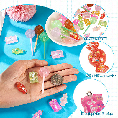 24Pcs 12 Styles Resin Imitation Food Pendants RESI-TA0004-22-1