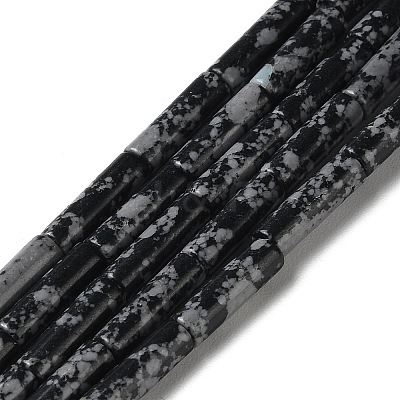 Synthetic Snowflake Obsidian Beads Strands G-D077-B02-1