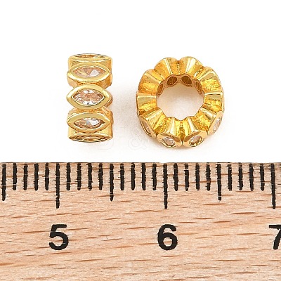 Brass Micro Pave Clear Cubic Zirconia European Beads CU-CBA6A75-15G-1