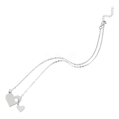 1Pc 302 Stainless Steel Heart Puzzle Pendant Cable Chain Lariat Y Necklaces for Women NJEW-TADJ0001-01P-1