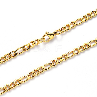 PVD Vacuum Plating 304 Stainless Steel Figaro Chain Necklaces NJEW-S420-003B-G-1