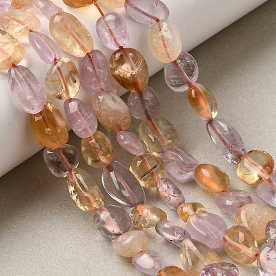 Natural Amethyst and Citrine Beads Strands G-D0002-D77-1