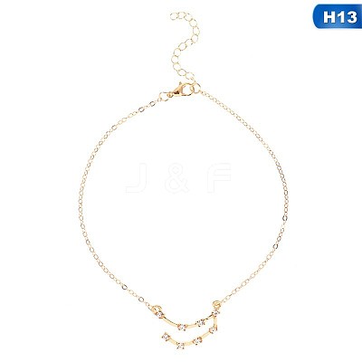 Twelve Constellation Alloy Crystal Rhinestone Link Chain Anklets for Women FS-WG97E4C-10-1
