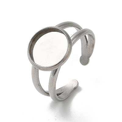 Non-Tarnish 304 Stainless Steel Cuff Ring Settings STAS-E202-02B-P-1