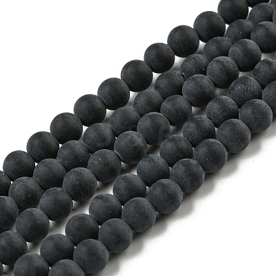 Grade A Natural Black Agate Beads Strands G447-2-1