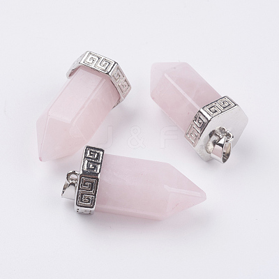Natural Rose Quartz Pointed Pendants G-E442-03S-1