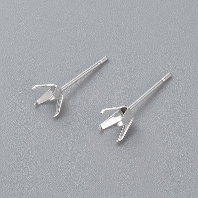 304 Stainless Steel Prong Earring Settings X-STAS-O098-06S-03-1