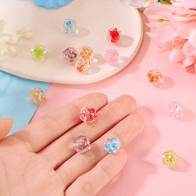 14Pcs 7 Colors Handmade Foil Lampwork Beads FOIL-TA0001-07-1