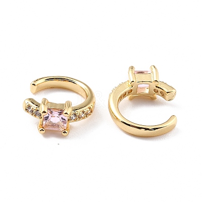 Brass Micro Pave Cubic Zirconia Cuff Earrings X-EJEW-K086-02G-07-1