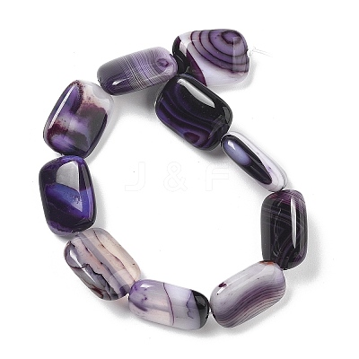 Natural Banded Agate Beads Strands G-K392-B11-13x18mm-1