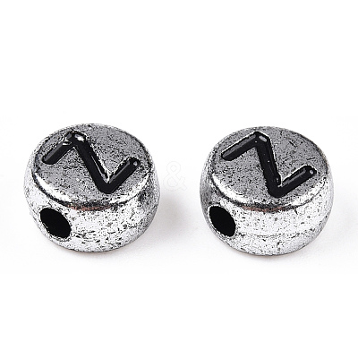 Plated Acrylic Horizontal Hole Letter Beads PACR-Q099-M03-S-1
