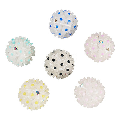 6Pcs 6 Colors Handmade Polymer Clay Rhinestone with Resin Daisy Flower CLAY-TA0001-97-1